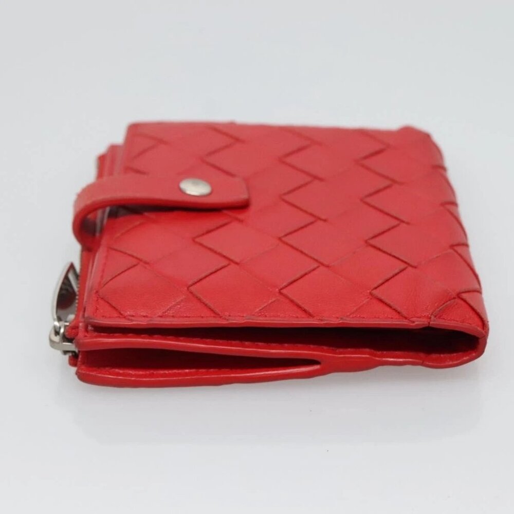 BOTTEGA VENETA INTRECCIATO Bifold Wallet Leather Red Auth bs28002 - Picture 5 of 15